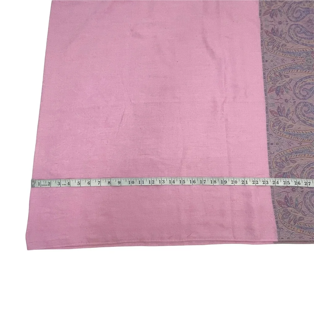 Pashmina‎ Scarf Light Pink Fringe Lavender Blue Paisley Design Soft Rectangle